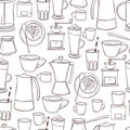 ÃÂ¡offee makers  and grinders. Vector   pattern Royalty Free Stock Photo